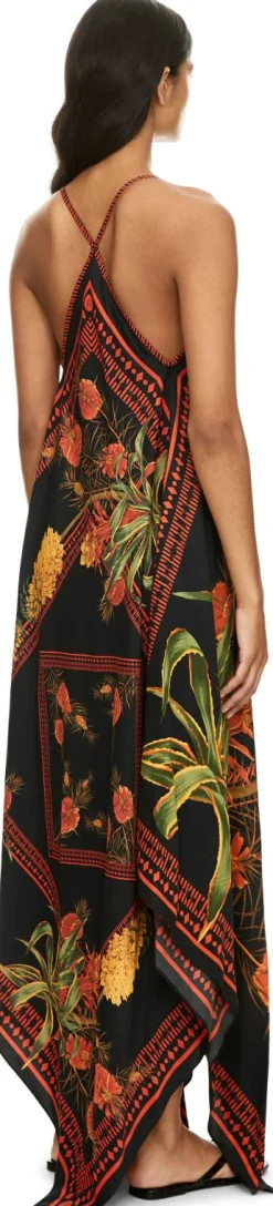 Langes bedrucktes Twillkleid Multi