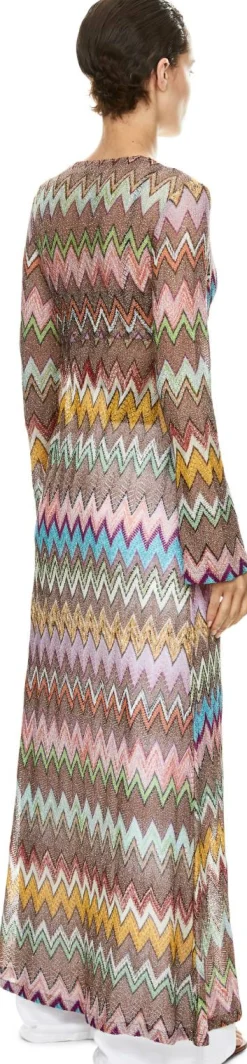 Lange Strickjacke mit Dégradé-Zickzack-Muster Multi