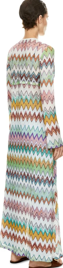 Lange Strickjacke mit Dégradé-Zickzack-Muster Multi