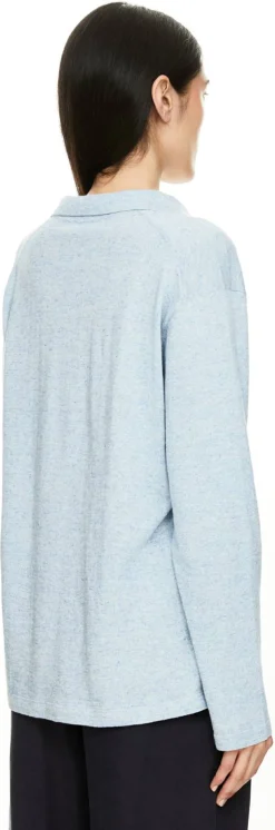 Langärmeliges Poloshirt 'Niosa' Hellblau