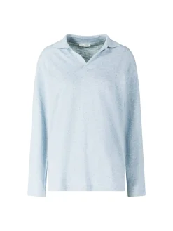 Langärmeliges Poloshirt 'Niosa' Hellblau