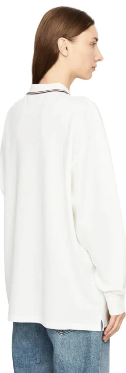 Langärmliges Poloshirt Weiß