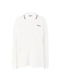 Langärmliges Poloshirt Weiß