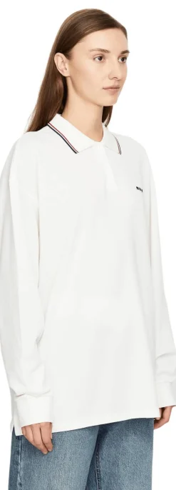 Langärmliges Poloshirt Weiß