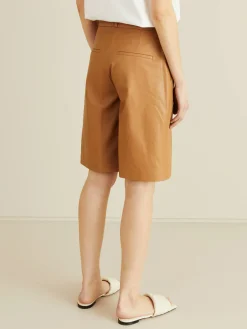 Leder-Bermuda 'Kiltan' Caramel