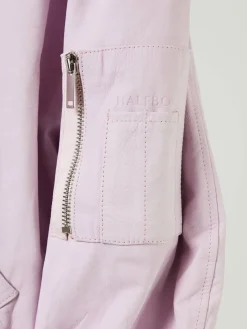 Leder-Bomberjacke Pink