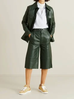Leder-Culotte 'Bocca' Dunkelgrün