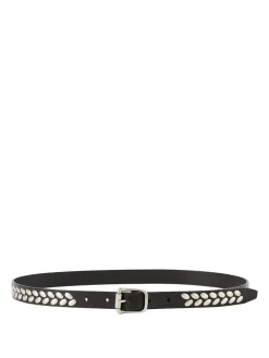 Ledergürtel 'Almond Studs' Dunkelbraun