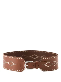 Ledergürtel 'Lucie' mit Nieten Cognac