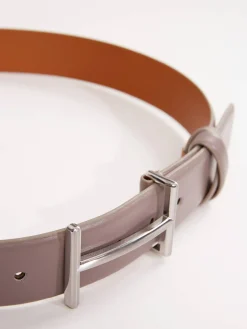 Ledergürtel mit grafischer Schnalle Flieder