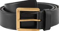 Ledergürtel mit Logo-Gravur Schwarz