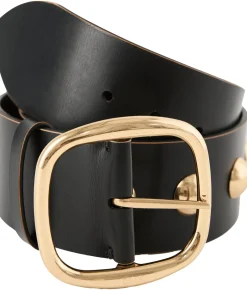 Ledergürtel mit Nieten Gold/Schwarz