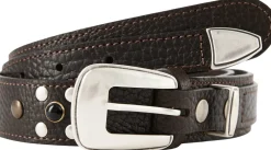 Ledergürtel 'Western Studs' Dunkelbraun