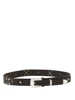 Ledergürtel 'Western Studs' Dunkelbraun