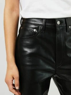 Lederhose 'Recycled leather 90's pinch waist' Schwarz