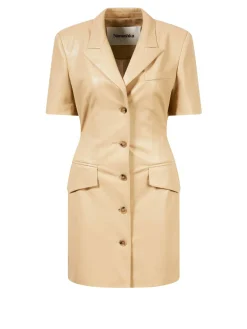 Lederimitat-Kleid 'Anco' Beige