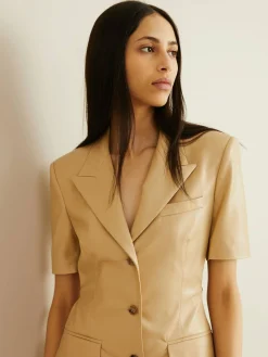Lederimitat-Kleid 'Anco' Beige