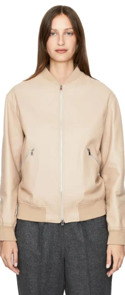 Lederjacke Beige
