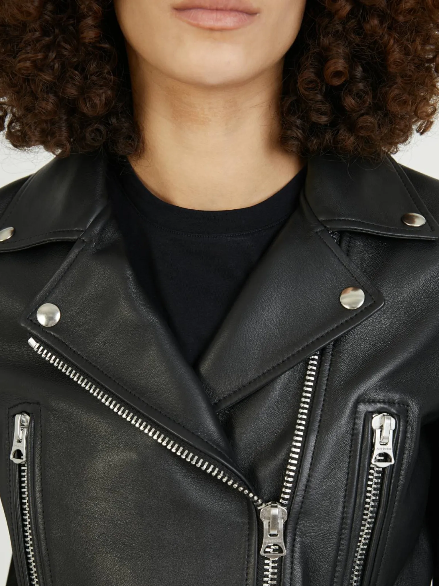 Lederjacke Biker-Look Schwarz