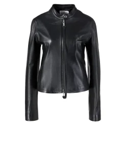 Lederjacke mit AC-Logo Schwarz