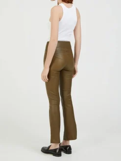 Lederleggings 'Ankle Flare' Braun
