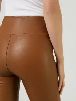 Lederleggings 'Crop Flare' Braun