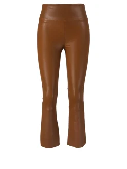 Lederleggings 'Crop Flare' Braun