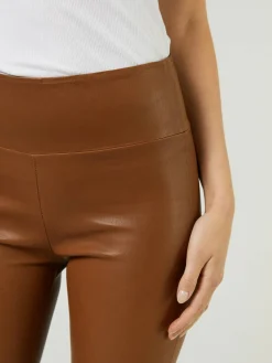 Lederleggings 'Crop Flare' Braun