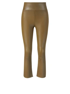 Lederleggings 'Crop Flare' Khaki