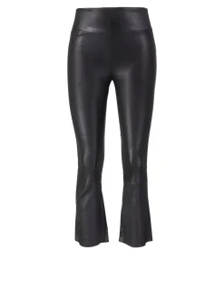 Lederleggings 'Crop Flare' Schwarz
