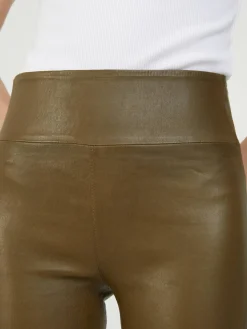 Lederleggings 'Micro Flare' Braun