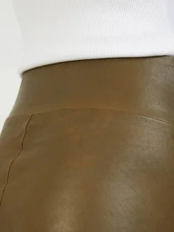 Lederleggings 'Micro Flare' Braun