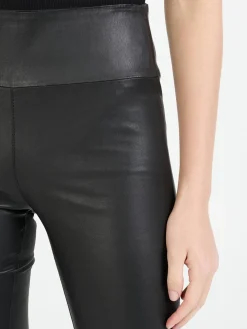 Lederleggings 'Micro Flare' Schwarz