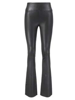 Lederleggings 'Micro Flare' Schwarz