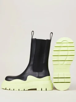 Lederstiefel 'BV Tire' Schwarz/Seagrass