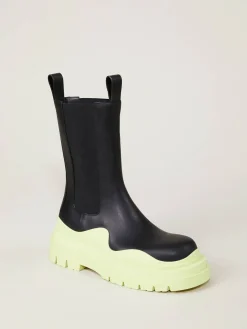 Lederstiefel 'BV Tire' Schwarz/Seagrass