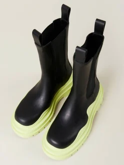 Lederstiefel 'BV Tire' Schwarz/Seagrass