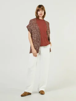 Leinen-Baumwollstrickjacke Braun