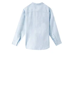 Leinenhemd mit Brusttasche Blau