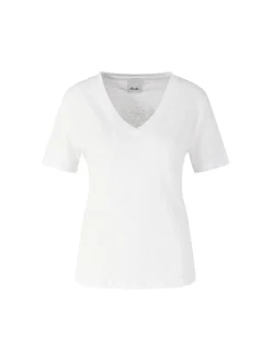 Leinenshirt mit V-Ausschnitt Crème