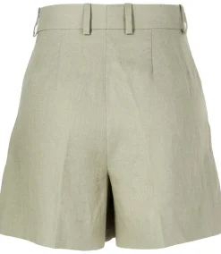 Leinenshorts in Grün
