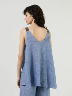 Leinentop Blau
