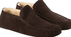 Loafer 'Leo' aus Veloursleder und Shearling Dunkelbraun