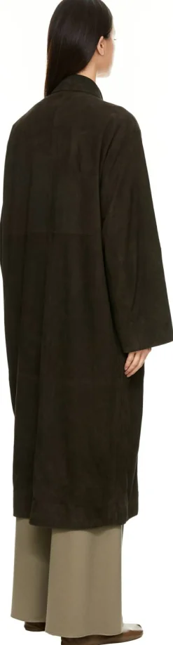 Mantel aus Veloursleder Dunkelbraun