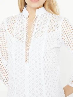 Maxikleid 'Adda' aus Lochspitze Weiß