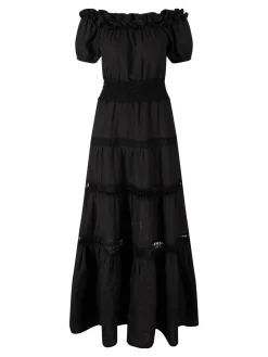 Maxikleid 'Angara' aus Leinen Schwarz
