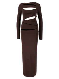 Maxikleid asymmetrischer Schlitz Dunkelbraun