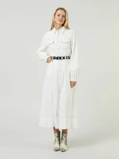 Maxikleid aus Denim Eisblau