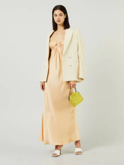 Maxikleid aus Satin Apricot