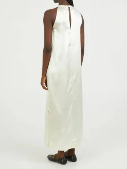 Maxikleid aus Seidenmix Crème